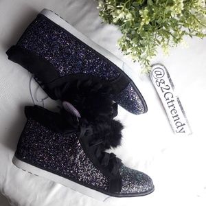 Justice pompom glittery sneakers